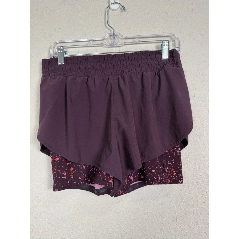 Athleta HIIT It 2-in-1 Shorts Medium Purple Athletic Running Workout Lined